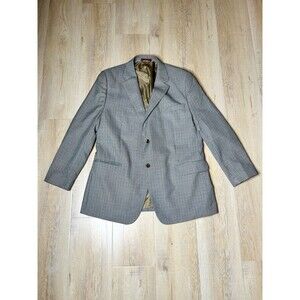 Izod Men's Houndstooth Sport Coat Size 46R Regular Gray Black Blue Blazer Jacket